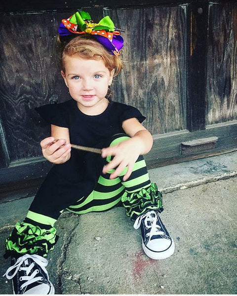 Witches Britches Lime and Black Stripe Icings - Size 3m, 6m, 12m, 6