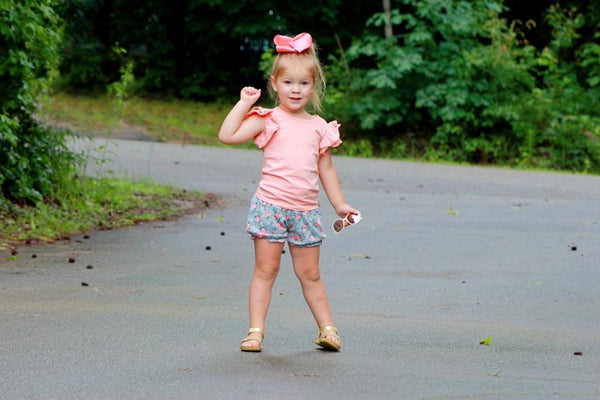 Gray Floral Bubble Shorts - Size 6m, 12m, 18m, 2t