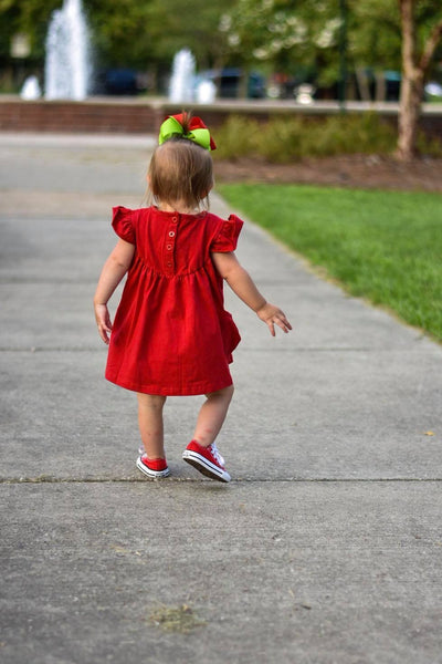 Red Pearl with Pockets - Size 6m, 12m, 18m, 4t