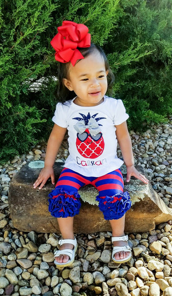 Red & Royal Stripe Icing Capris - Size 12m, 18m, 2t