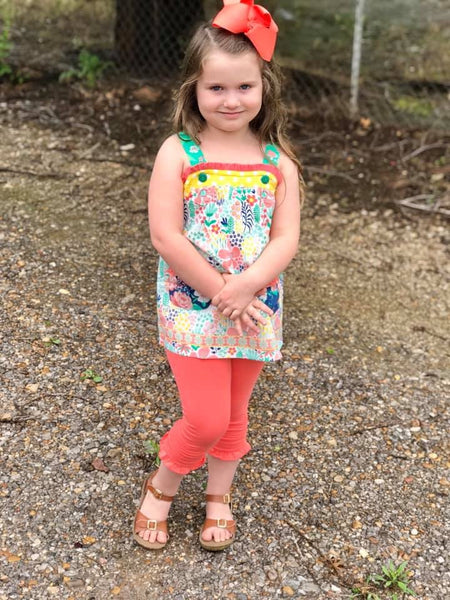 Coral Ruched Ruffle Capris