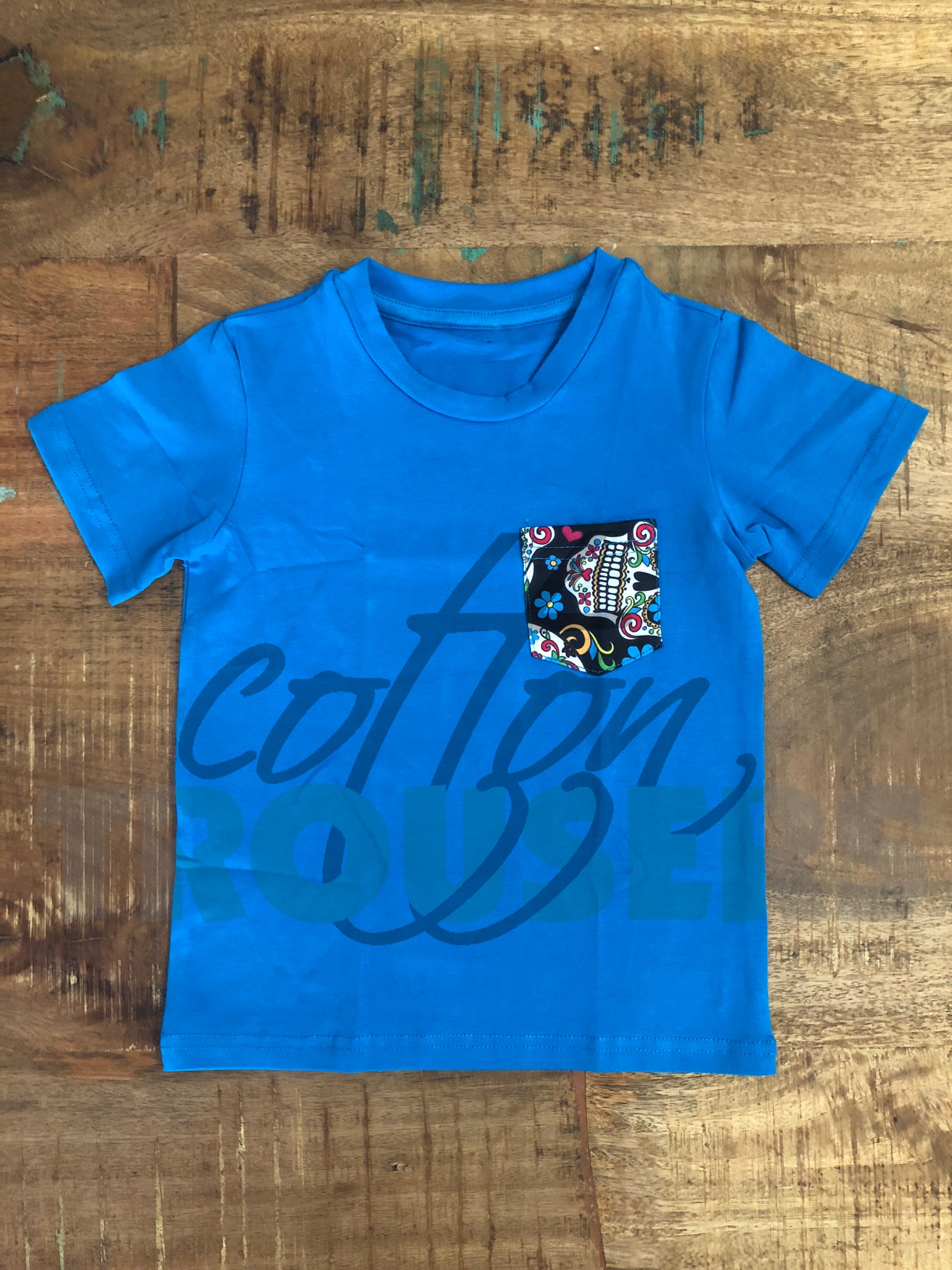 Cotton Trousers Blue Tee with Skulls Pocket - Size 4t, 6