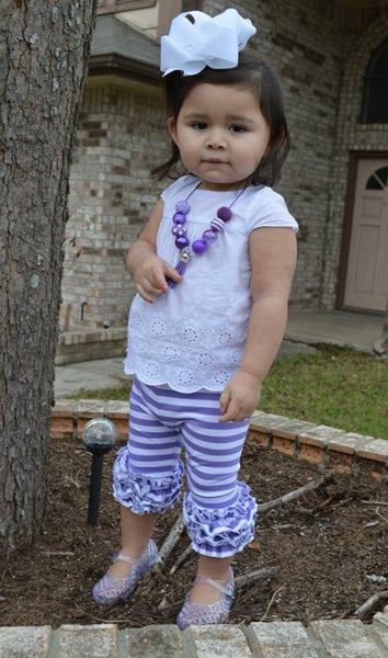 Lavender Fields Stripe Capris - Size 6m, 12m, 18m, 2t, 4t, 6