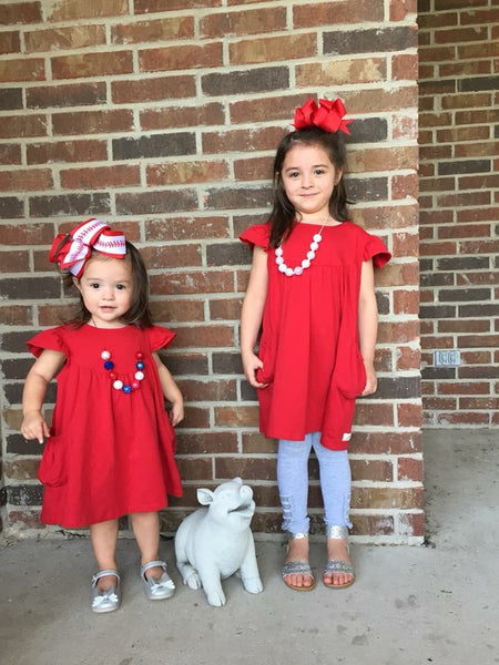 Red Pearl with Pockets - Size 6m, 12m, 18m, 4t