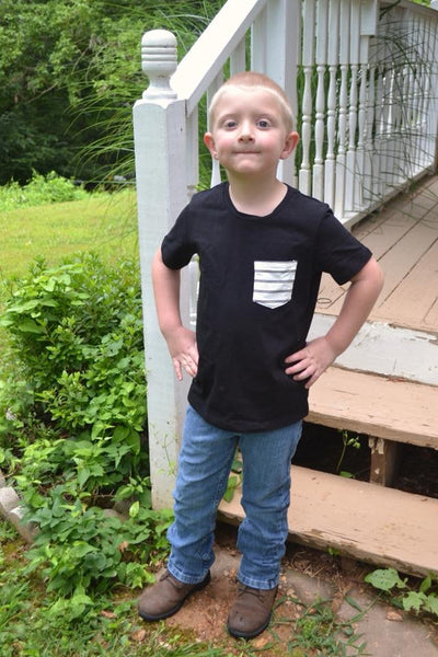 Cotton Trousers Black Pocket Tee - 12m, 18m, 2t, 4t, 6