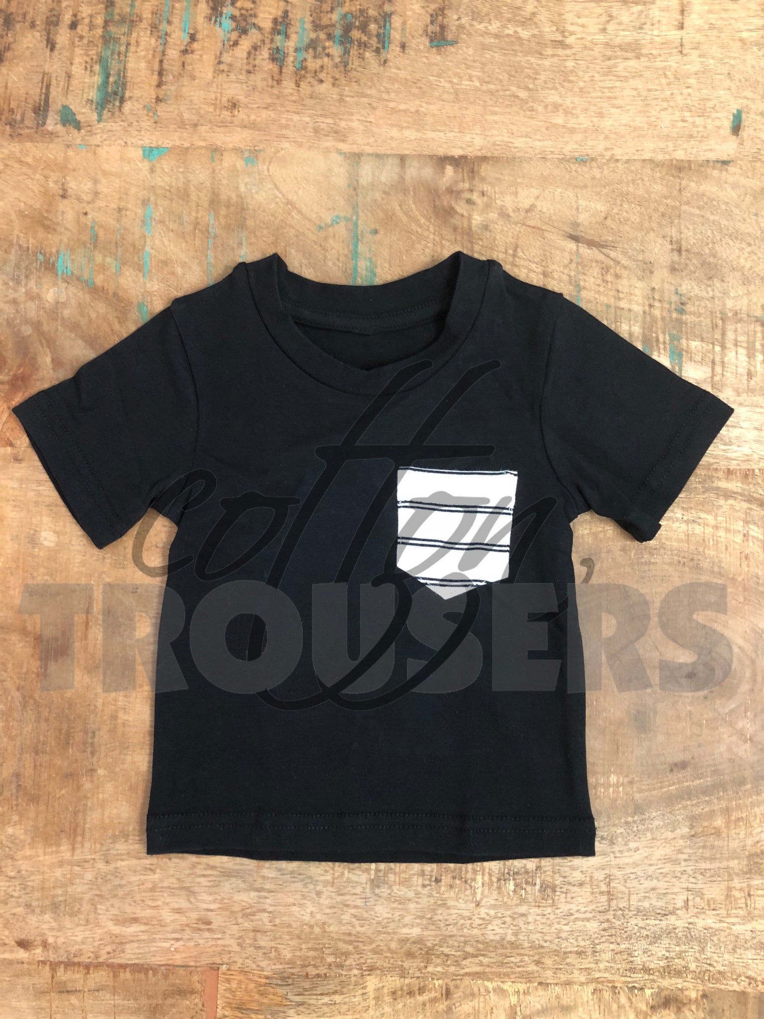 Cotton Trousers Black Pocket Tee - 12m, 18m, 2t, 4t, 6