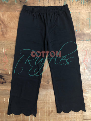 Black Scalloped Full Length Bottoms