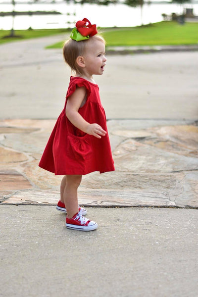 Red Pearl with Pockets - Size 6m, 12m, 18m, 4t