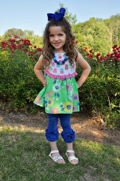 Royal Blue Icing Capris - Size 6m, 12m, 18m, 2t