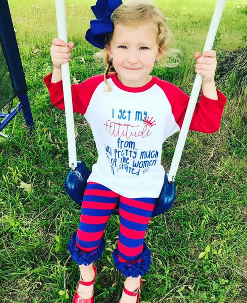 Red & Royal Stripe Icing Capris - Size 12m, 18m, 2t
