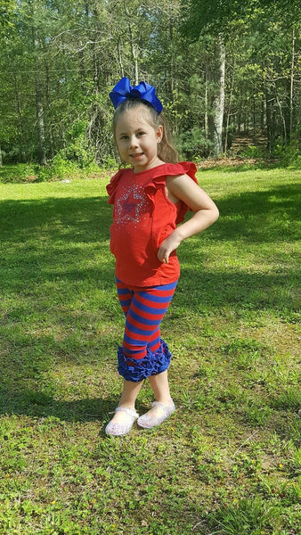 Red & Royal Stripe Icing Capris - Size 12m, 18m, 2t