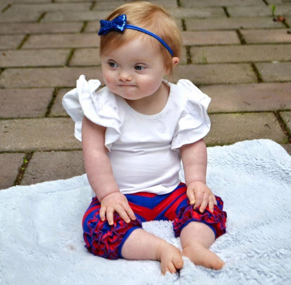 Red & Royal Stripe Icing Capris - Size 12m, 18m, 2t