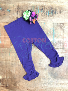 Purple Ruched Ruffle Leggings - Size 3m, 6m, 12m