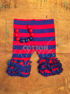 Red & Royal Stripe Icing Capris - Size 12m, 18m, 2t