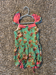 Turquoise Floral Flutter Bubble Size 4