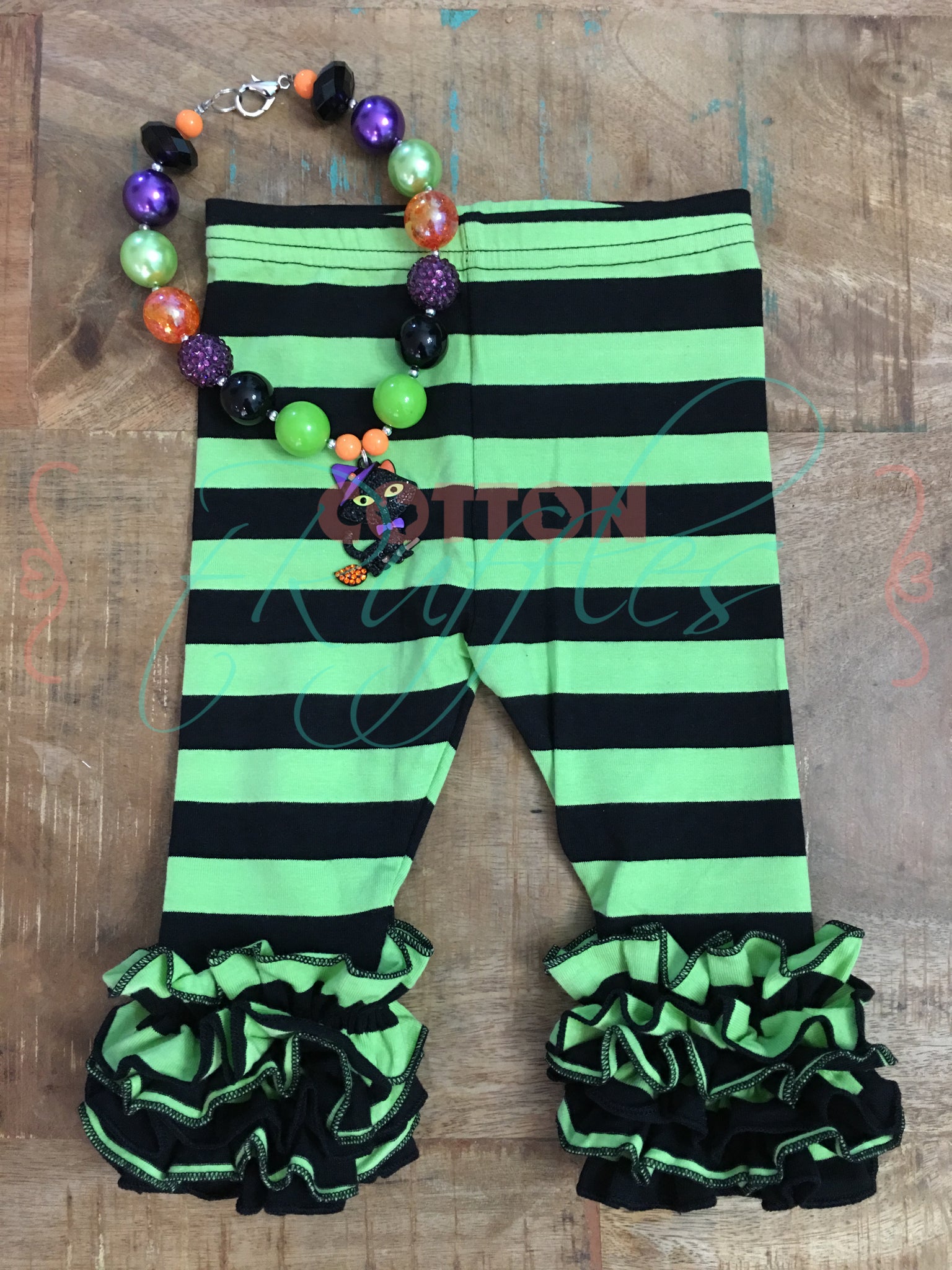 Witches Britches Lime and Black Stripe Icings - Size 3m, 6m, 12m, 6